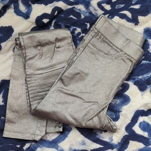 Shimmery Metallic Skinny Moto Leggings